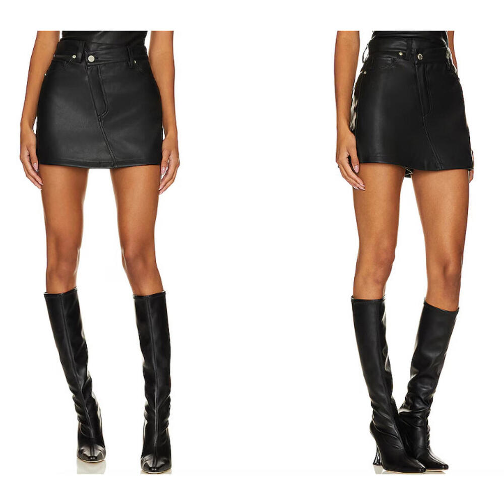 BlankNYC Faux Leather Black Moto Mini Skort  size 26 NWT $98msrp
